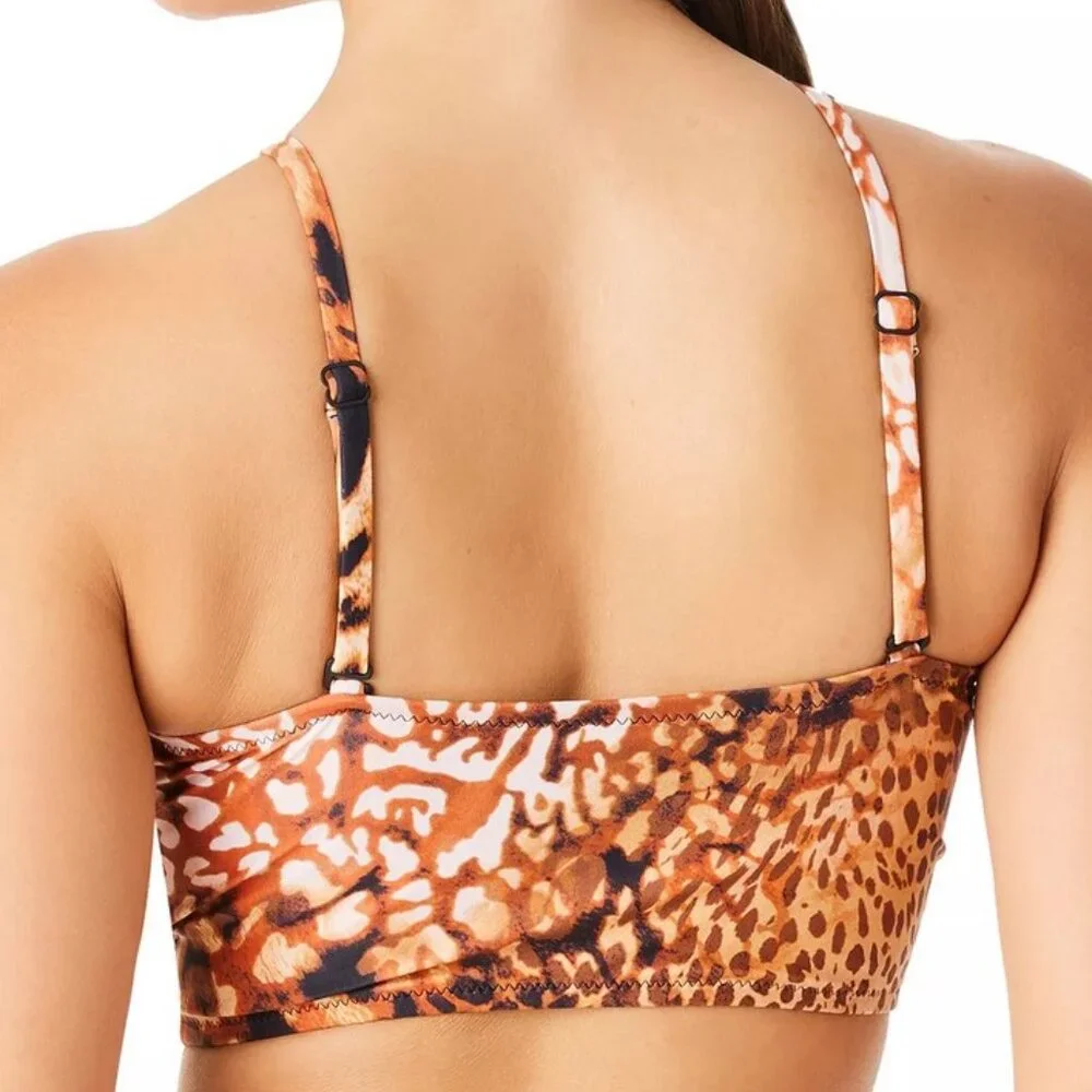 Bar III Glam Cheetah Bandeau Swim Top